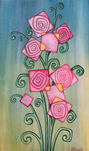 Square geometric flowers series Stefania Consoli